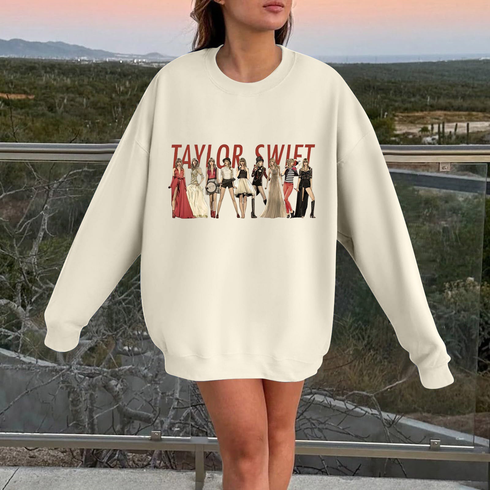 Casual TAYLOR Loose Cotton Crew Neck Sweatshirt