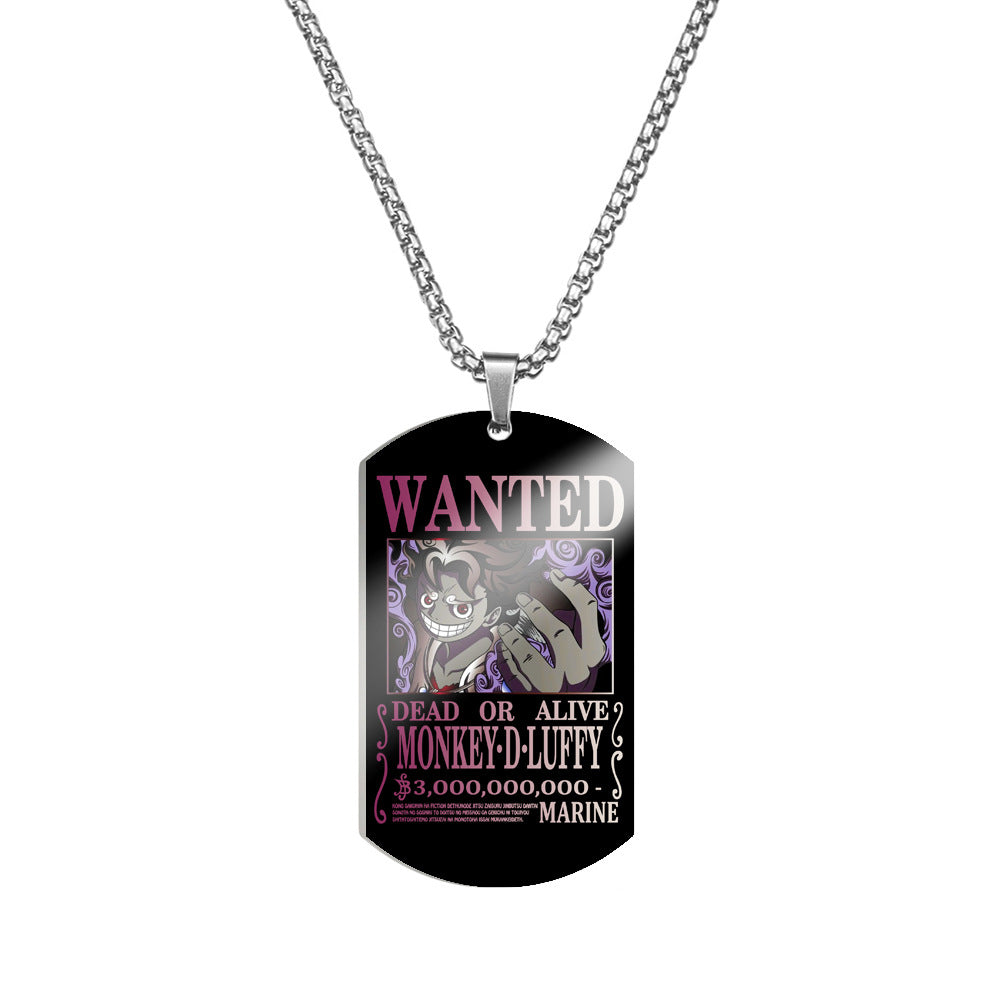 Luffy Wanted Stainless Steel Dog Tag Necklace