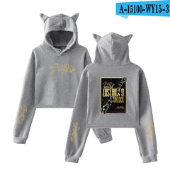 Women's SKZ Cute Cat Ears Crop Hoodie