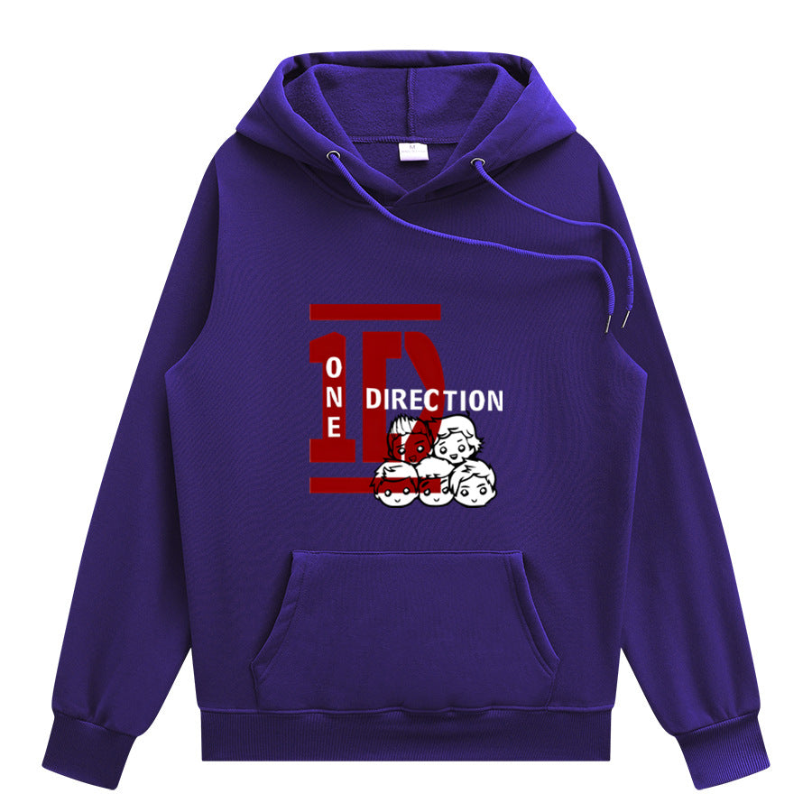 Casual 1D Graphic Printed Pullover Hoodie