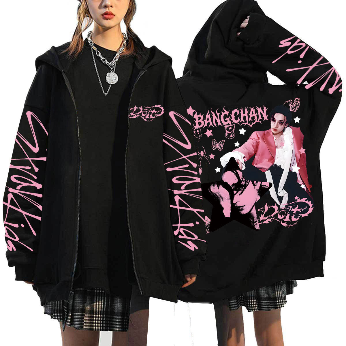 SKZ DO IT Printed Hooded Zipper Jacket