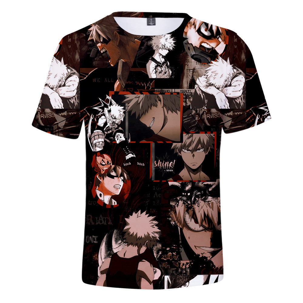 Trendy Anime Pattern Digital Print Short-sleeved T-shirt