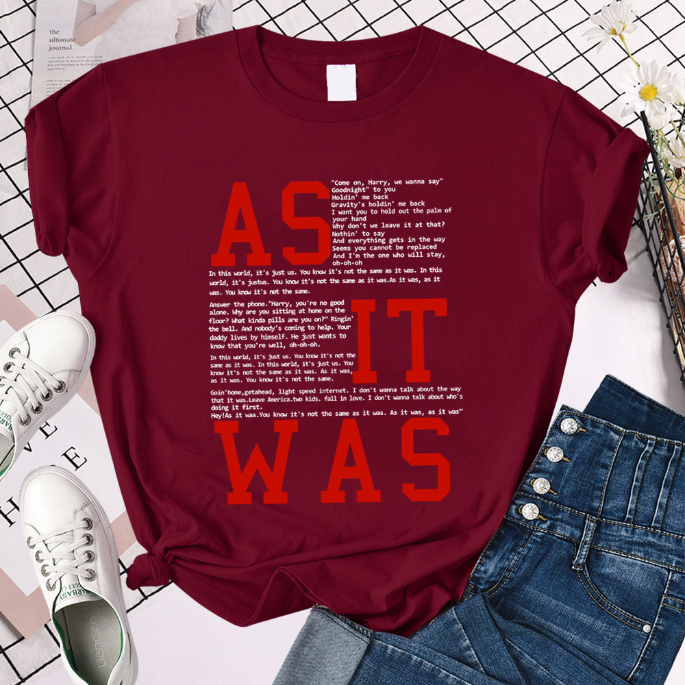 Women's Letter Printed Casual Loose T-shirt