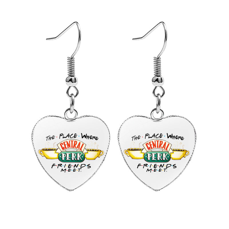 Friends Heart Shape Earrings Jewelry