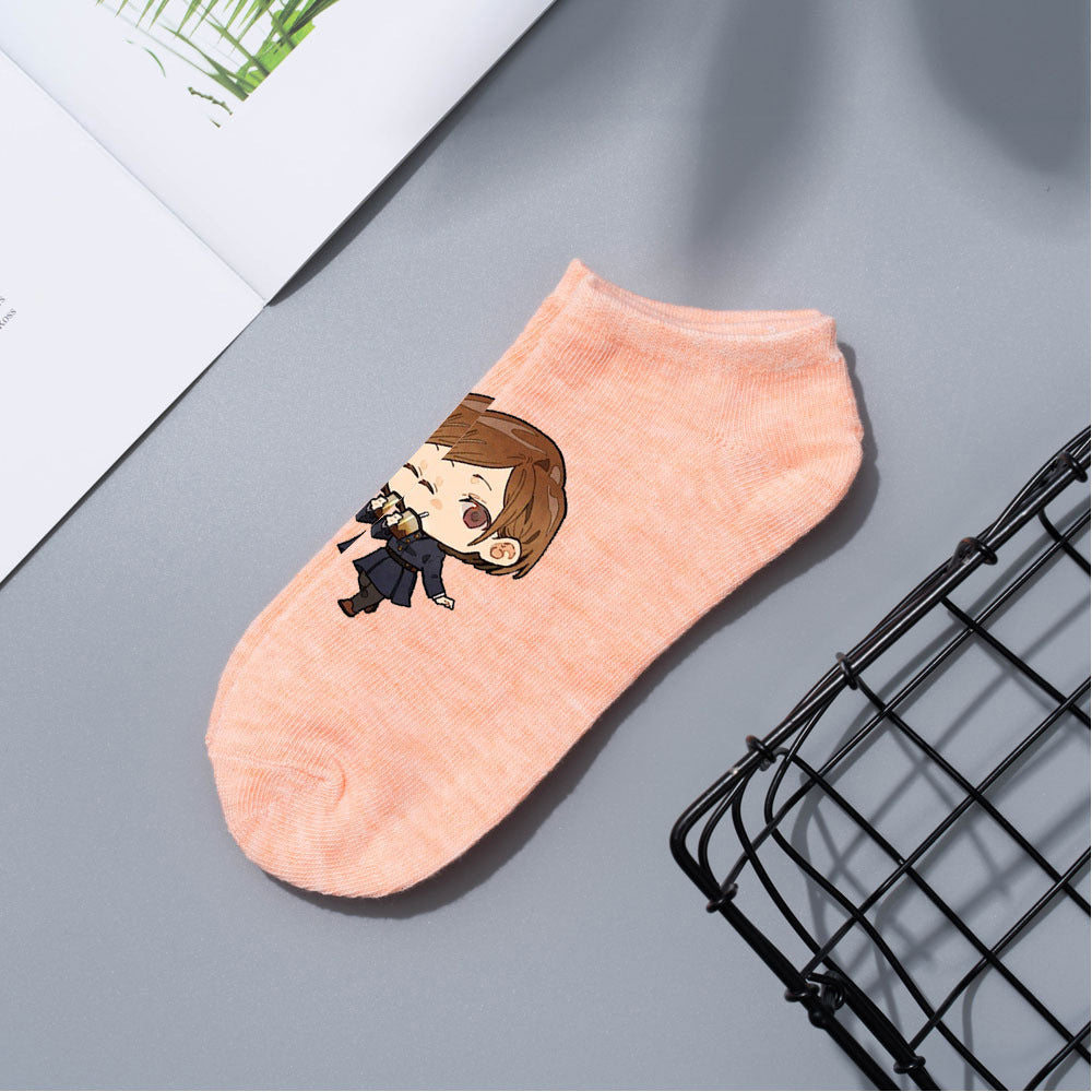 Casual Anime Cotton Breathable Boat Socks