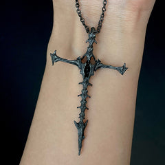 Dark Aesthetic Skeleton Cross Pendant Necklace