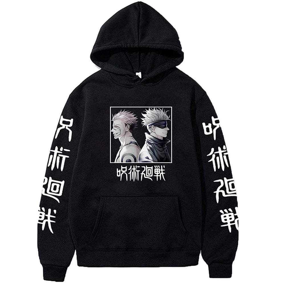 Men's and Women's Anime Print Casual Black Hoodie