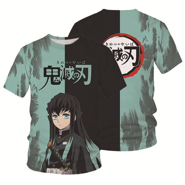 Unisex Anime Digital Print Short-sleeved T-shirt