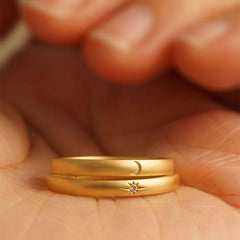 Retro Sun and Moon Couple Ring