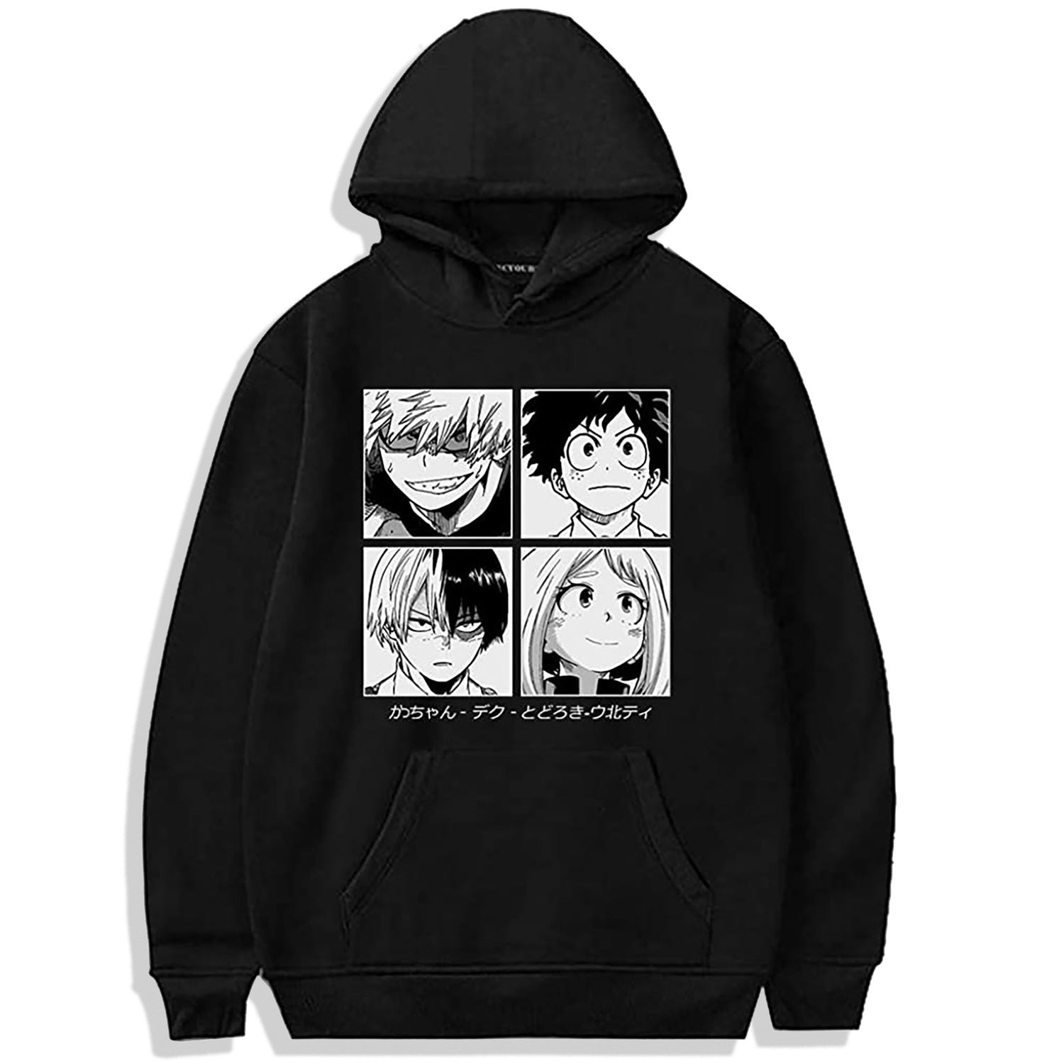 Unisex Anime Graphic Print Black Casual Hoodie