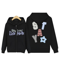 SKZ STAY Printed Zipper Black Hoodie