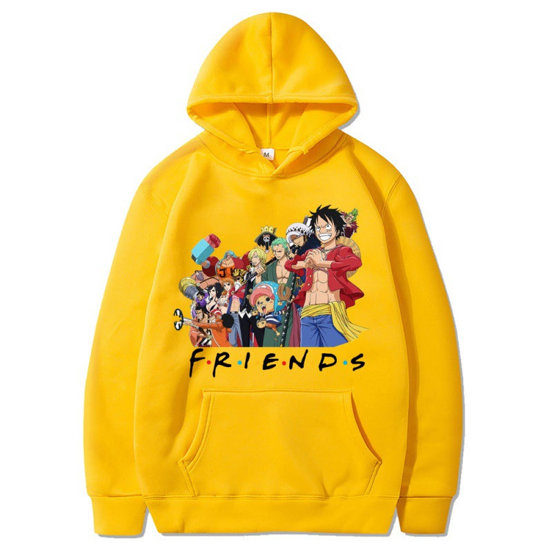 Unisex Casual Luffy Friends Printed Loose Hoodie