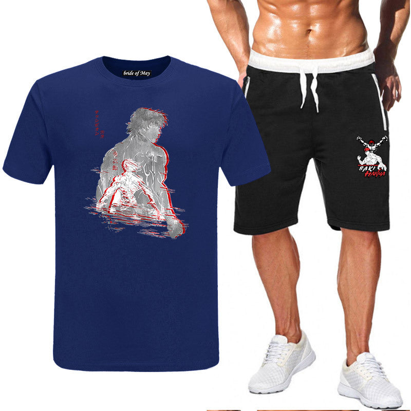 Men's Baki Anime T-Shirt Shorts Two-piece Set