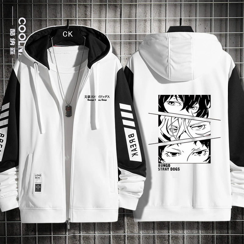 Unisex Anime Dazai Cardigan Zipper Hoodie
