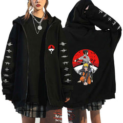 Unisex Anime Kakashi Zip Up Loose Hoodie