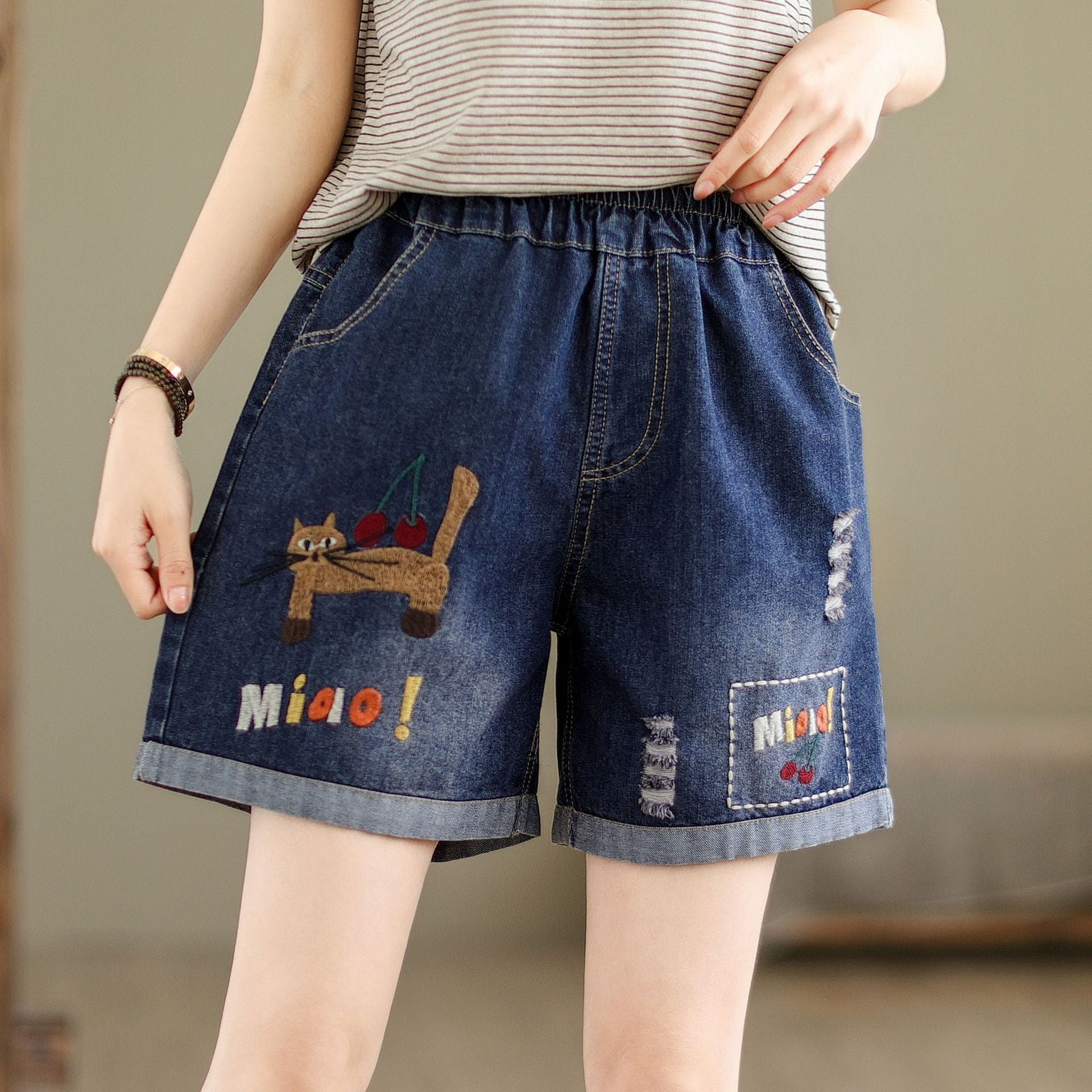 Women's Wide-leg Thin Denim Shorts