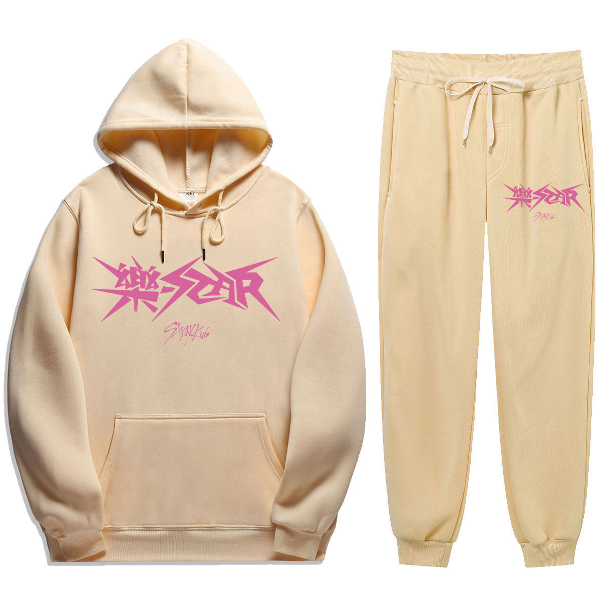 Unisex Kpop Letter Print Hoodie Straight Pants Set