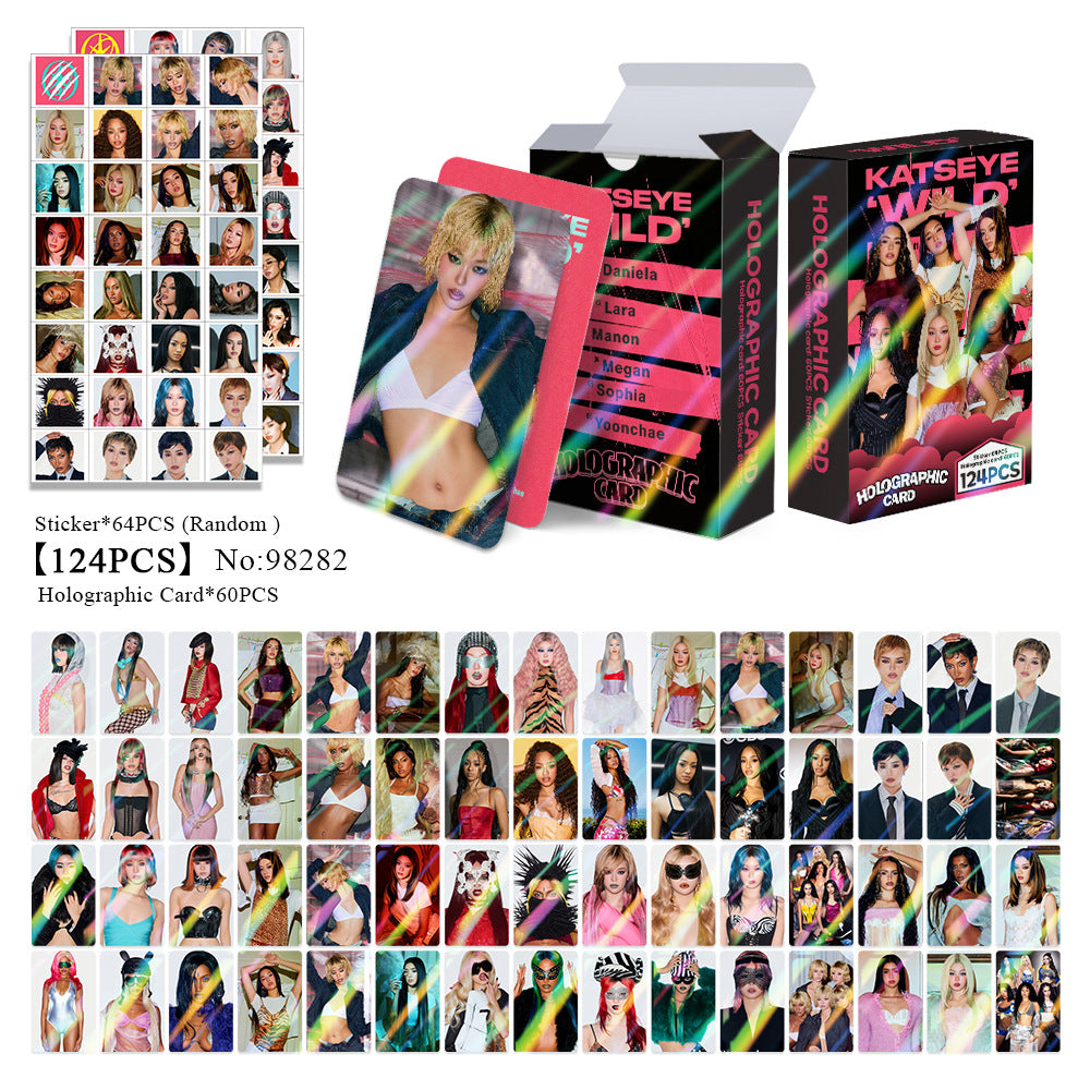 124PCS KATSEYE WILD Holographic Photocard Sticker