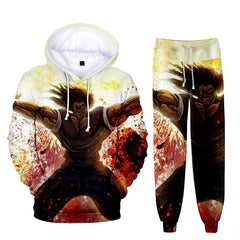 Unisex Anime Digital Print Hoodie Pants Set