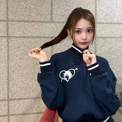 H2H Embroidery Stand-up Collar Coat