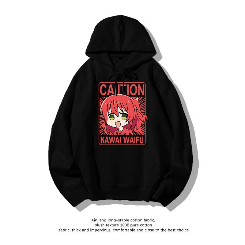 Casual Anime Bocchi Print Loose Hoodie