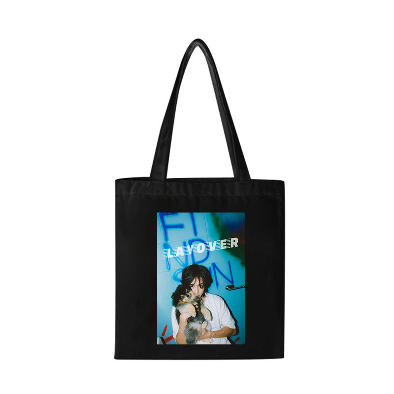 Kpop Pattern Canvas Zipper Tote Bag