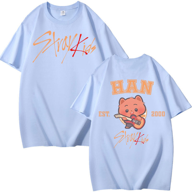 Unisex Kpop Letter Print Summer Cotton T-shirt