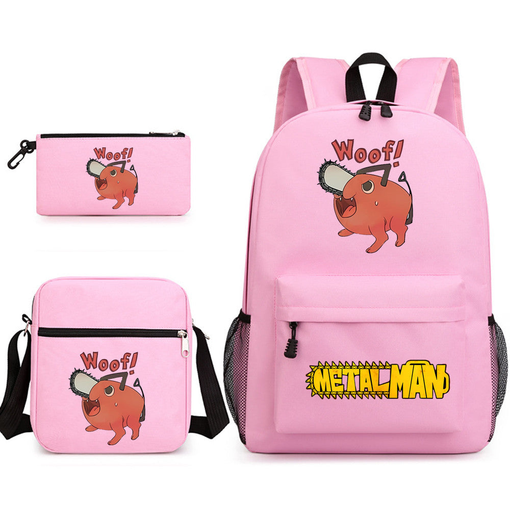 Pochita School Bag Three-piece Backpack