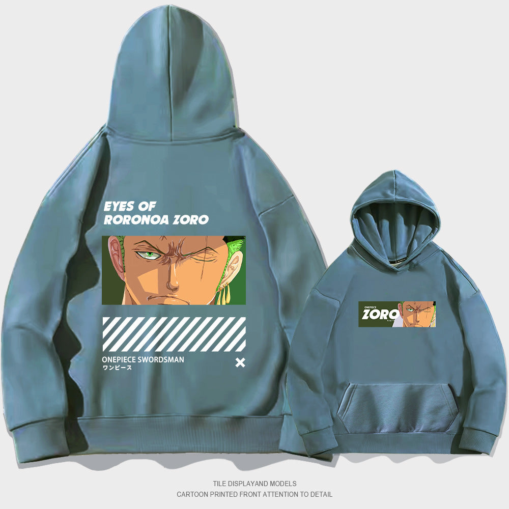 Trendy Anime Zoro Print Loose Hoodie