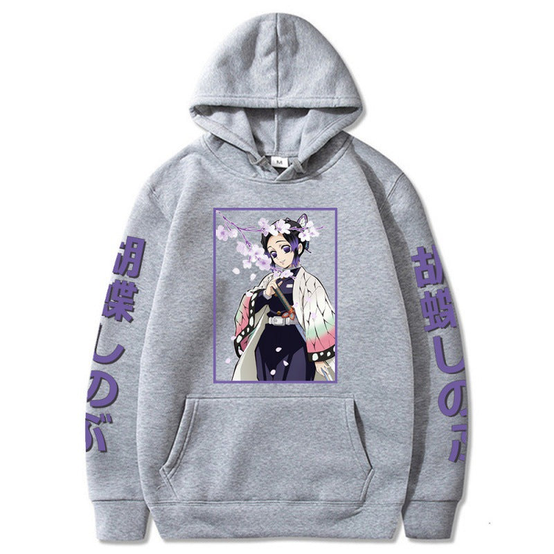 Casual Anime Butterfly Printed Loose Hoodie