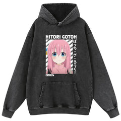 Retro Anime Pattern Washed Cotton Hoodie