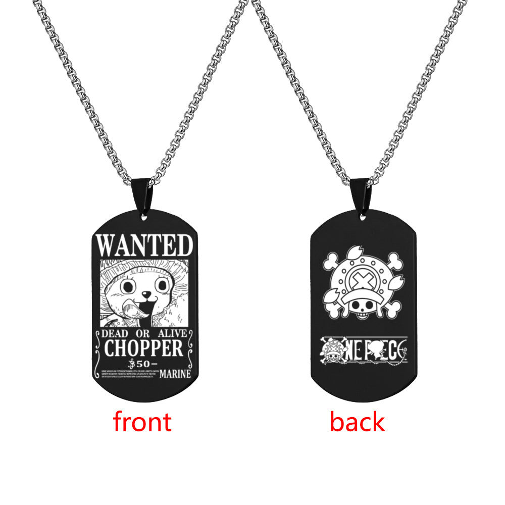 Luffy Wanted Double-sided Dog Tag Necklace