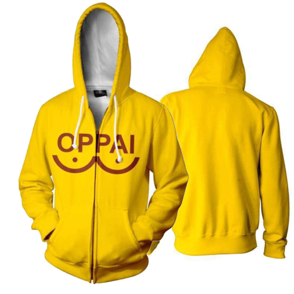 Saitama Digital Print Cosplay Zipper Hoodie