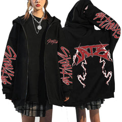 SKZ Dominate Printed Zipper Hoodie Top