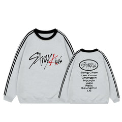 KPOP Logo Stripe Crew Neck Sweatshirt