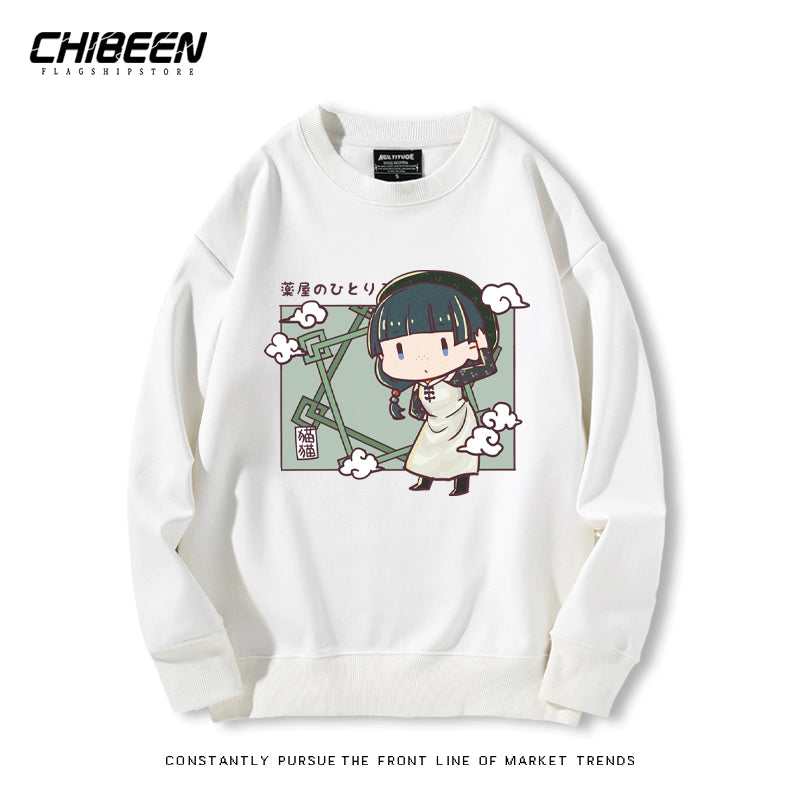 Cute Anime Pattern Print Crew Neck Sweatshirt