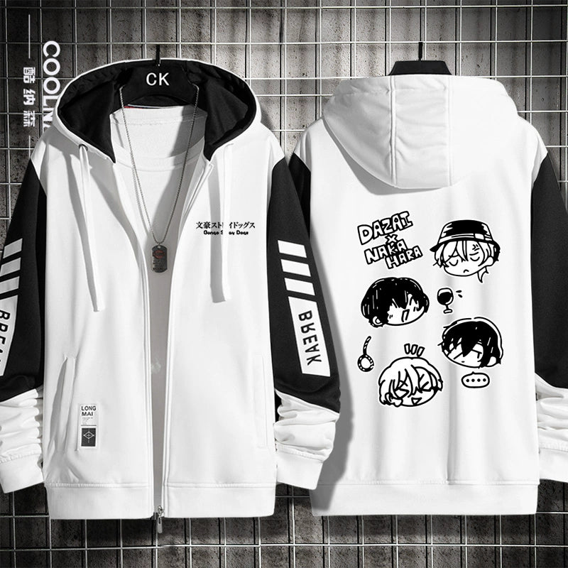 Unisex Anime Dazai Cardigan Zipper Hoodie