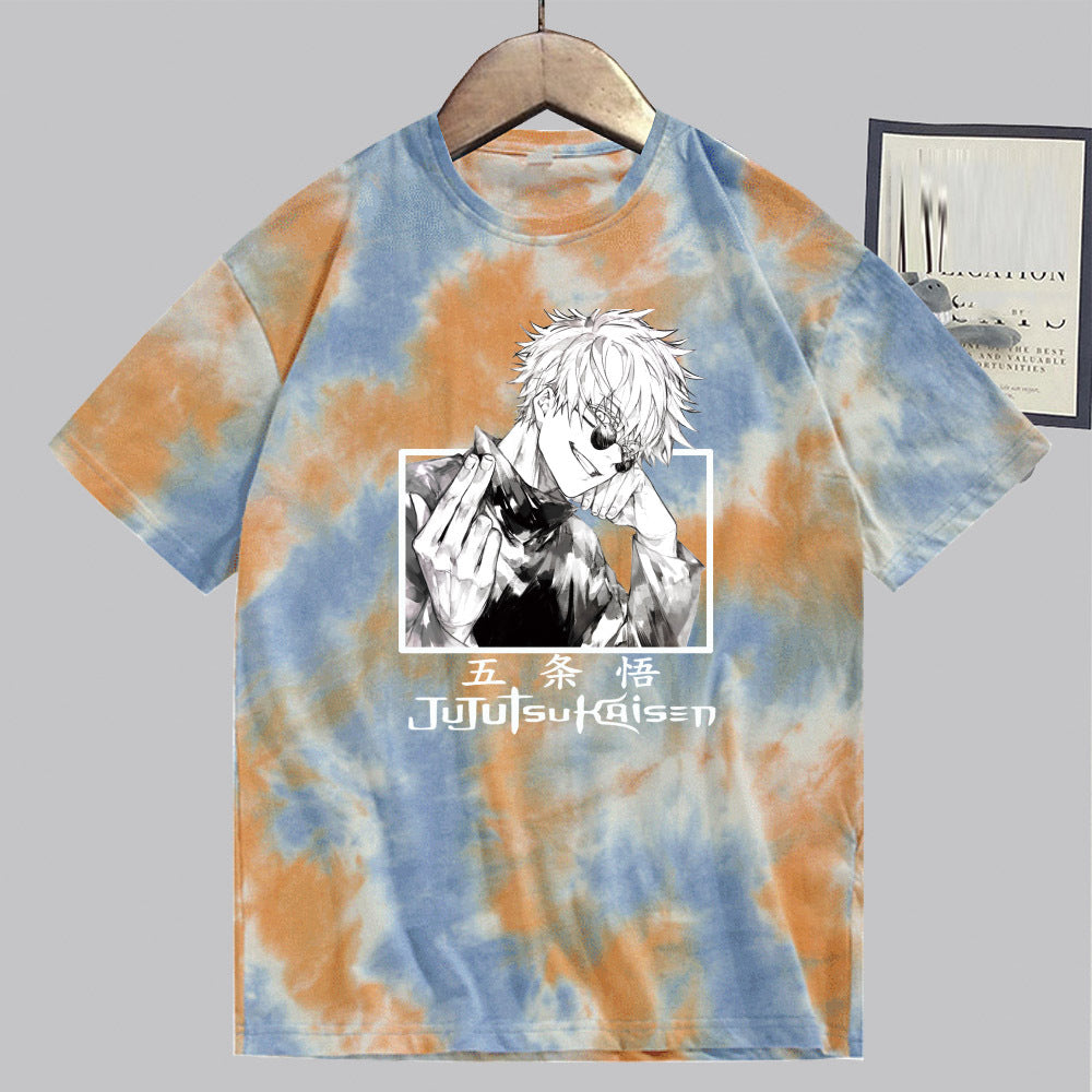 Unisex Anime Tie-dye Loose Short-sleeved T-shirt