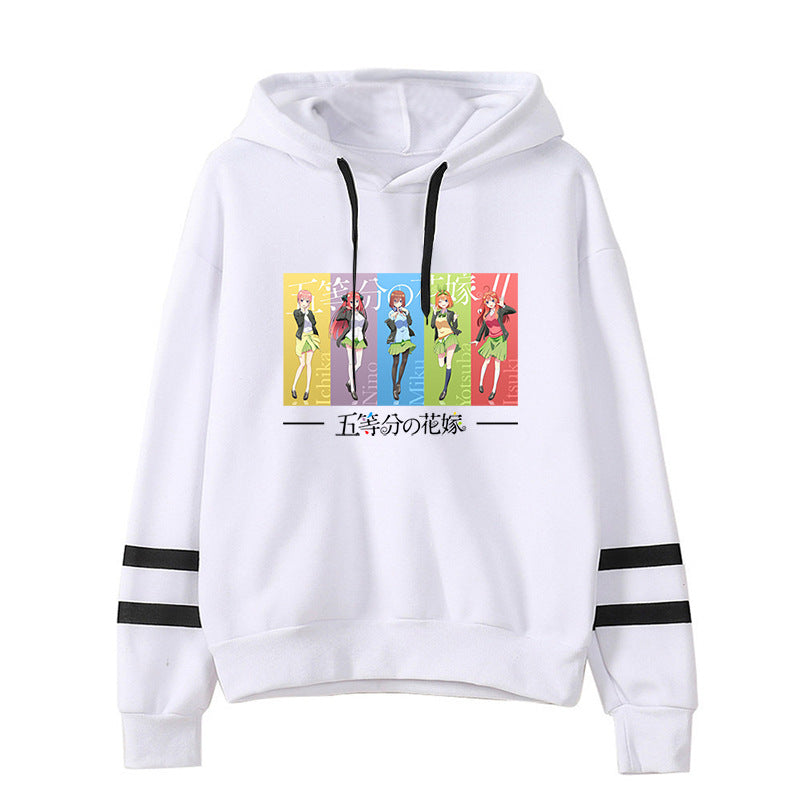 Women's Anime Printed Loose Striped Hoodie