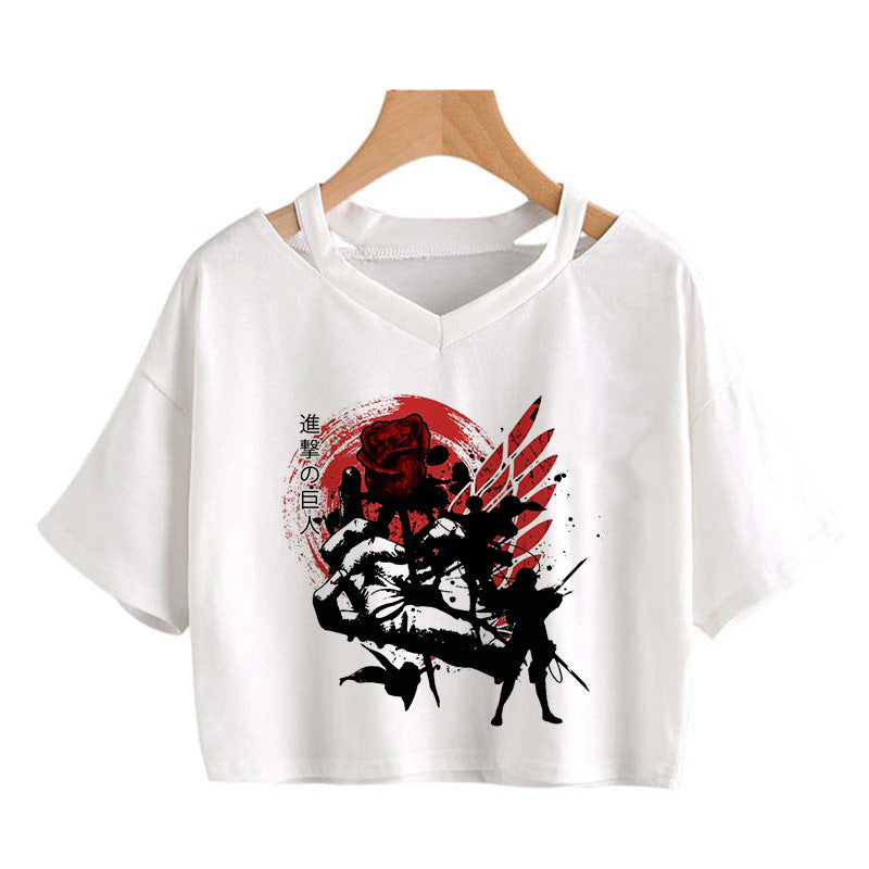 Trendy Women's Anime Print Cropped T-Shirt