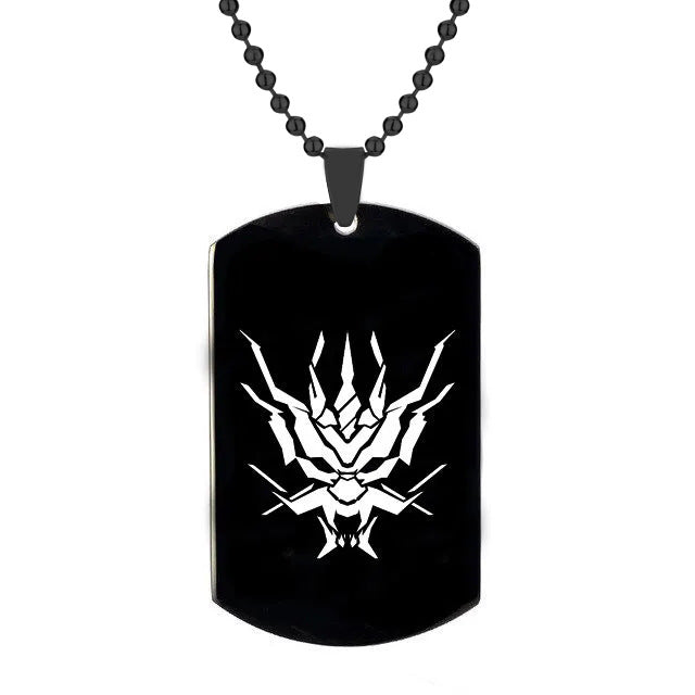 Game Cool Pattern Silver/black Tag Necklace