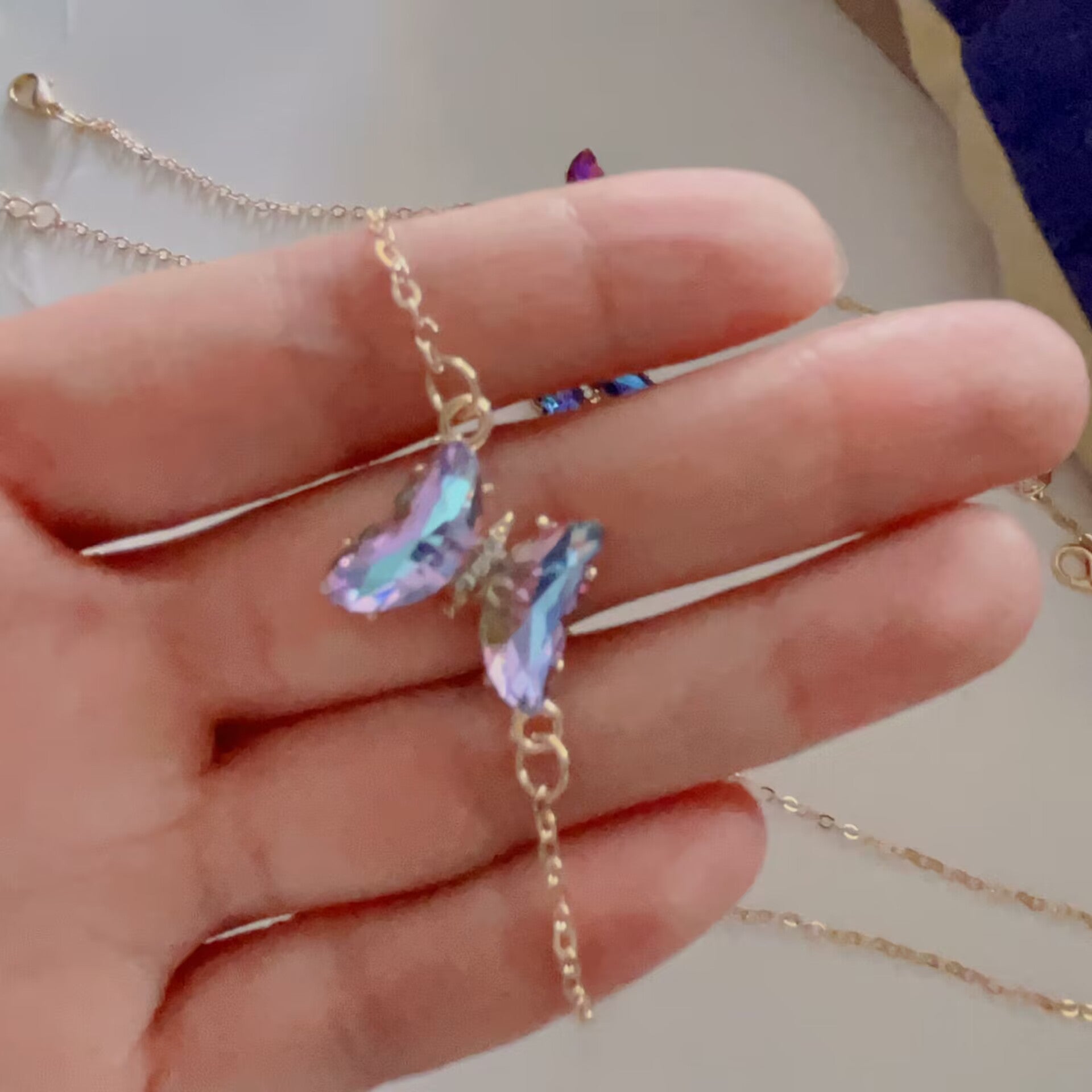 Women's Gradient Butterfly Necklace