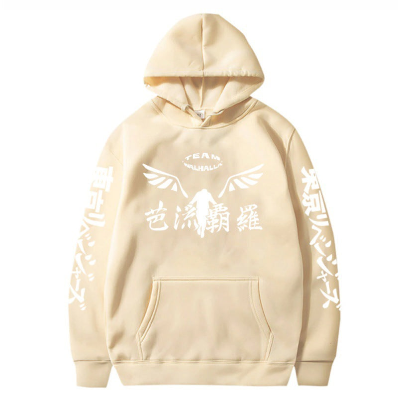 Unisex Anime Logo Print Loose Hoodie