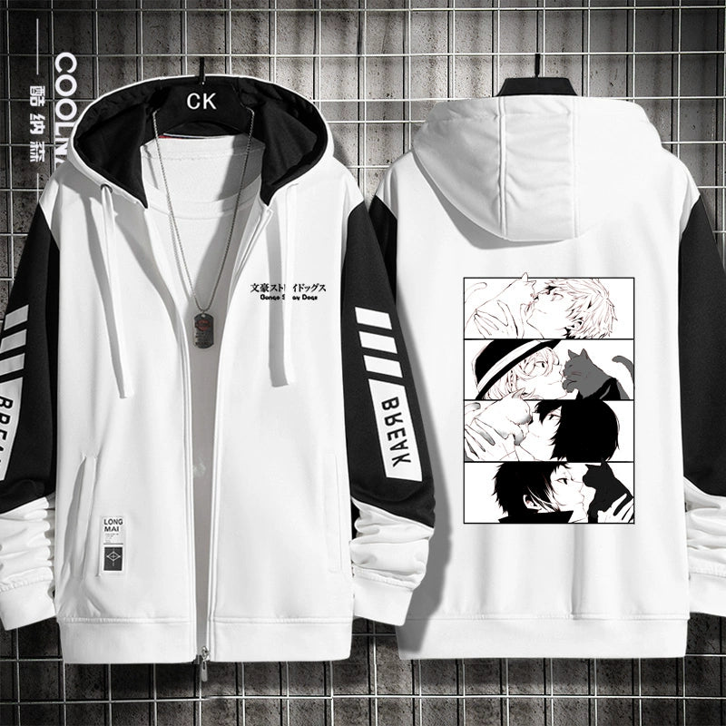 Unisex Anime Dazai Cardigan Zipper Hoodie
