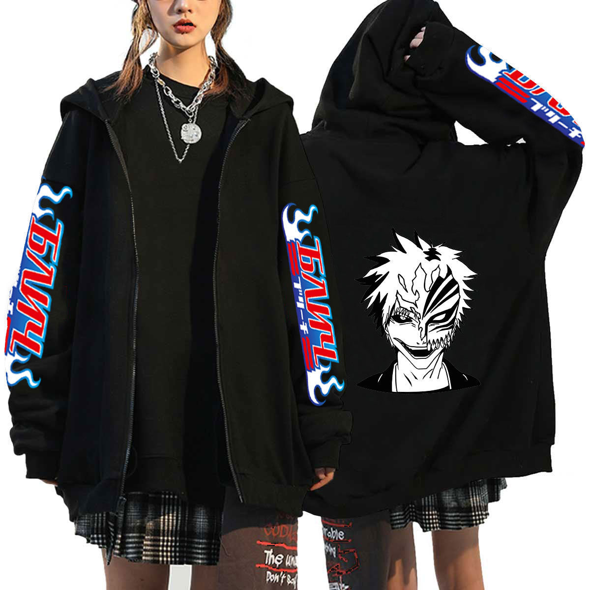 Men's Anime Kurosaki Ichigo Printed Zipper Hoodie