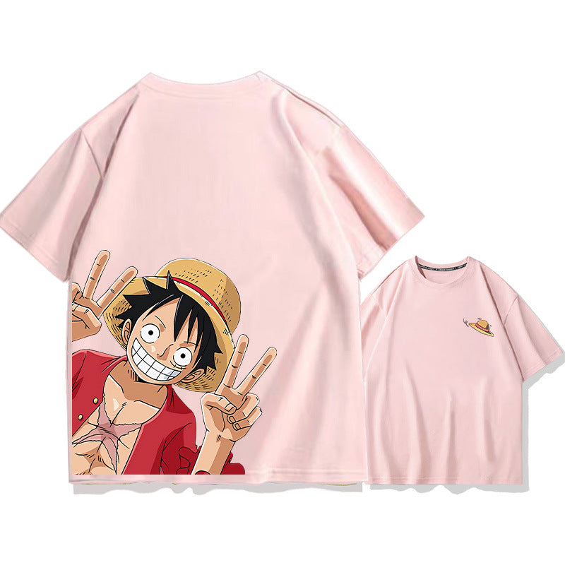 Unisex Luffy Cotton Short-sleeved Loose T-shirt