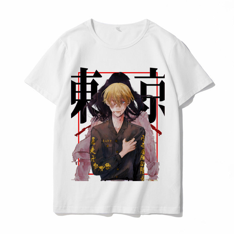Trendy Tokyo Anime Print Loose Short-sleeved T-shirt