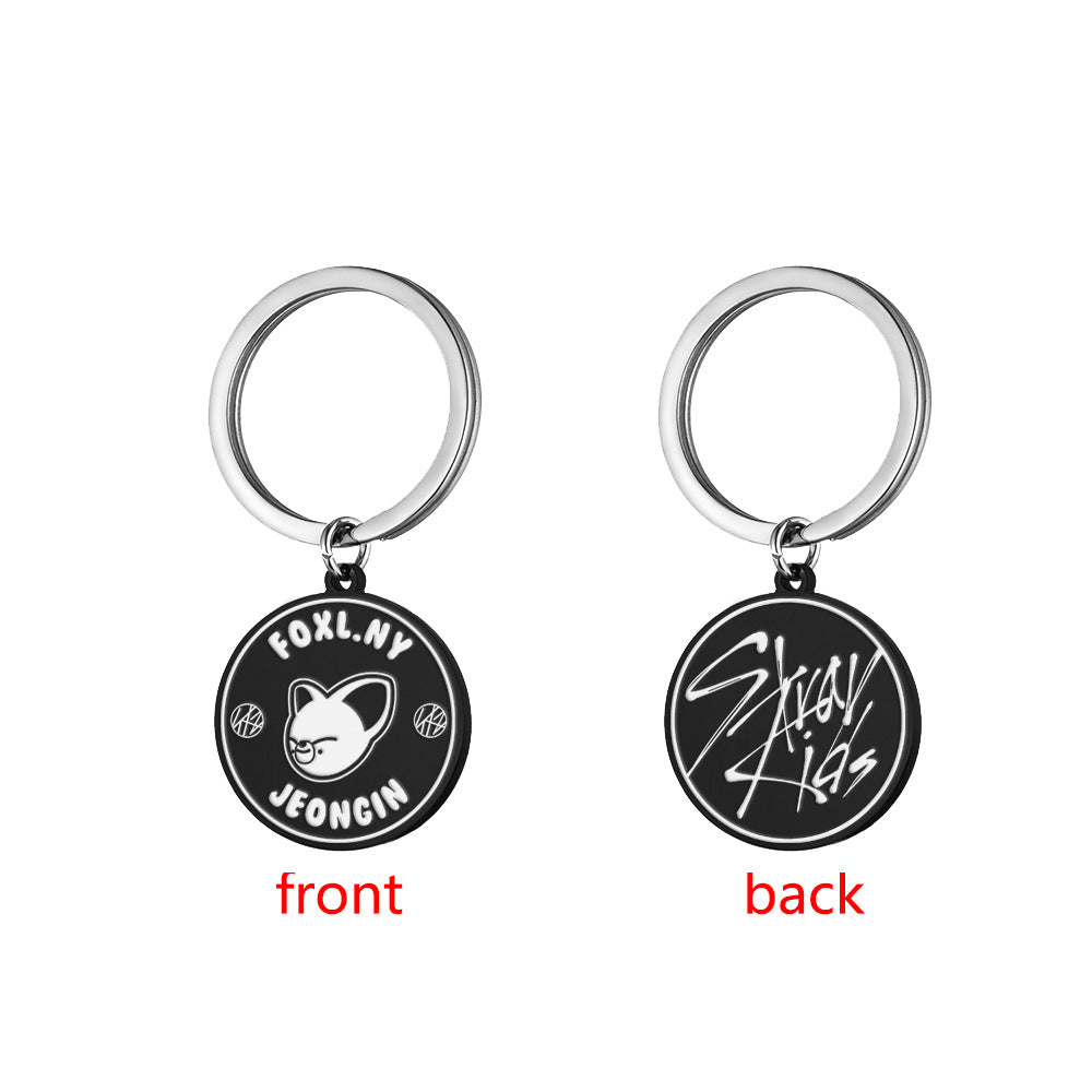 Cartoon KPOP Stainless Steel Engraved Keychain