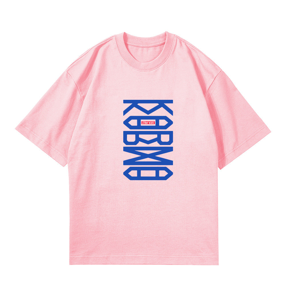 Casual KARMA Album Logo Print Crew Neck T-Shirt