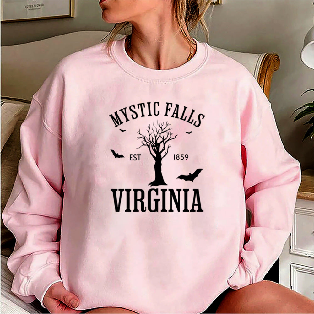 Mystic Falls Virginia Letter Print Sweatshirt